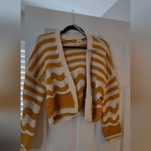 Effeci Knit Cardigan in Mustard and Cream